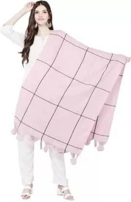 MAGIC Womens Fine Wool Shawl, Aztec Weave, checked Design (Baby Pink)