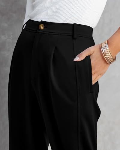 Stylish High Waist Tapered Dress Pants with Pockets - Image 5