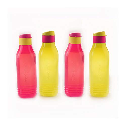 Tupperware Plastic Water Bottles, 750 ml, Set of 4, Yellow;Pink