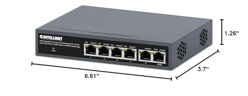 Intellinet PoE Powered 6 Port Managed Gigabit Ethernet Switch con Passthrough PoE - 2 Puertos Uplink Gb, Presupuesto de Potencia 60W vía AC o PoE PD, 30W por Puerto, Gestión Inteligente, Garantía 3 Años miniatura 6