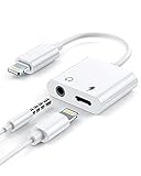 [2 in 1] Headphone Adapter for iPhone，Apple MFi Certified Lightning to 3.5mm Jack Dongle Aux Audio...