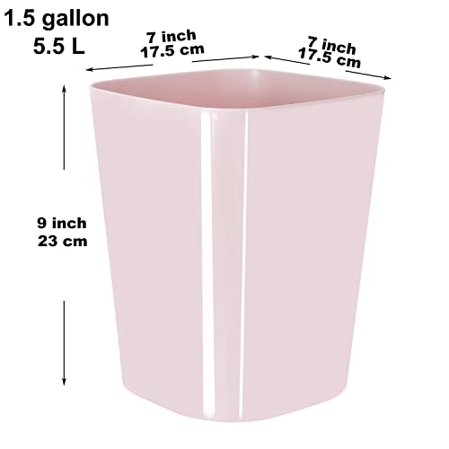 Youngever 2 Pack 5.5L Square Trash Can, Plastic Garbage Container Bin, Small Trash Bin for Home Office Living Room - Image 2