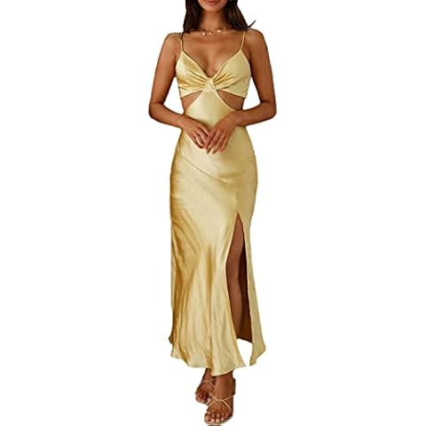 KMYLINKER Satin Cut Out Maxi Dress Cover