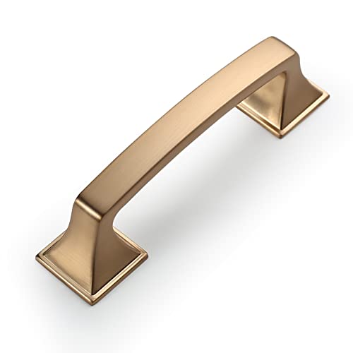 Amerdeco 10 Pack Champagne Bronze Cabinet Pulls 3 Inch Hole Center Cabinet Hardware Kitchen Cabinet Handles for Bathroom Drawer Pulls Dresser Pulls AM0002