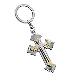1 Kreuz - Schlüsselanhänger tumundo Edelstahl Schlüssel-Anhänger Kreuz Kruzifix Schlüsselring Autoschlüssel Golden Silbern, Variante_:Variante 1