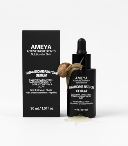 AMEYA ACTIVE INGREDIENTS SOLUTIONS FOR SKIN SNAILBIOME RESTORE SERUM with Snail Secretion Filtrate, Rice Ferment Filtrate, Bifida Ferment Lysate, Green Tea Extract, Panthenol