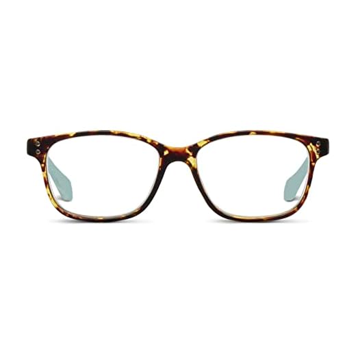 Peepers by PeeperSpecs Women's Nature Walk Soft Square Reading Glasses, Tortoise/Aqua, 49 + 1.25