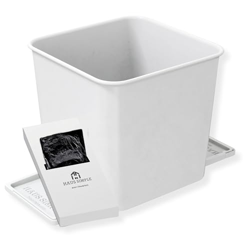 Image of Car Trash Can with Stability Wings - Leakproof Portable Garbage Bin for Fabric & Rubber Mats - Compact Durable Plastic Auto Organizer for Cars, SUVs, Trucks (White, Small)
