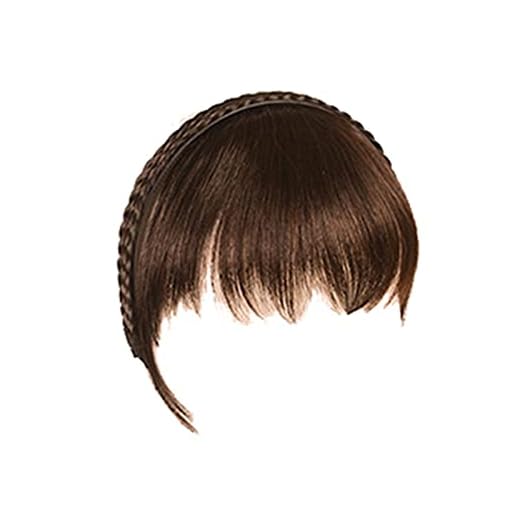 Sroyie Stylish Front Hair Bangs Headband, Clip in Hair Bangs Hairpiece,Wig Headband Braids Hair Accessories, for Daily Wear (Light Brown)