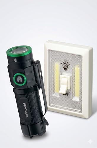 LitezAll 1000 Lumen Kodiak KUB Rechargeable Flashlight and COB LED Cordless Wall Switch Light Bundle | Complete Home & Portable Lighting Solution (AAA Batteries Included) image 2