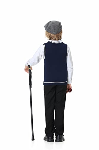 Tuptay Boys 100 Days Of School Costume 1920S Gangster Grandpa Halloween Old Man Cosplay Outfits For Kids (Black, 110) #TOP6