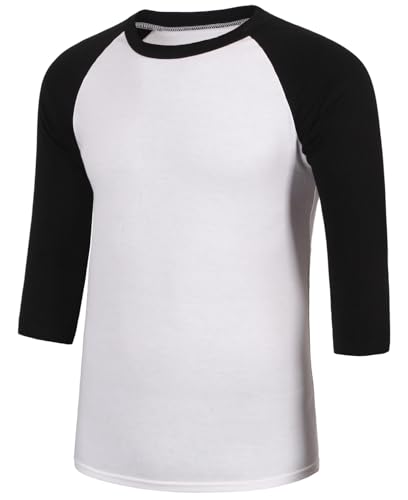 Men's Casual 3/4 Sleeve Baseball Tshirt Raglan Jersey Shirt3