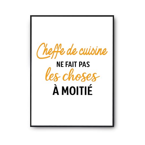Cadeau Humour Cheffe de cuisine - Affiche Décoration Murale et Poster Citation France