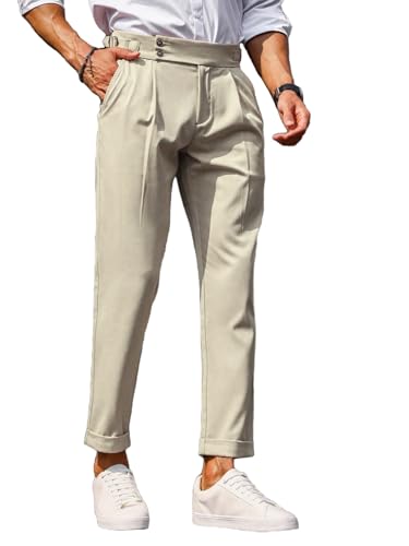 Floerns Men's Fold Pleated Tailored Pants Work Office Business Trousers Pants - Main Image