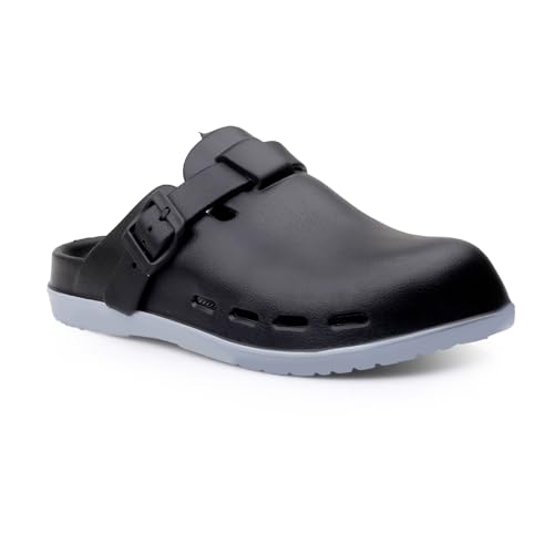 Image of Unisex Black Clogs with Adjustable Buckle Strap | Lightweight EVA Comfort Slip-On Sandals for Casual Wear & Outdoor Use