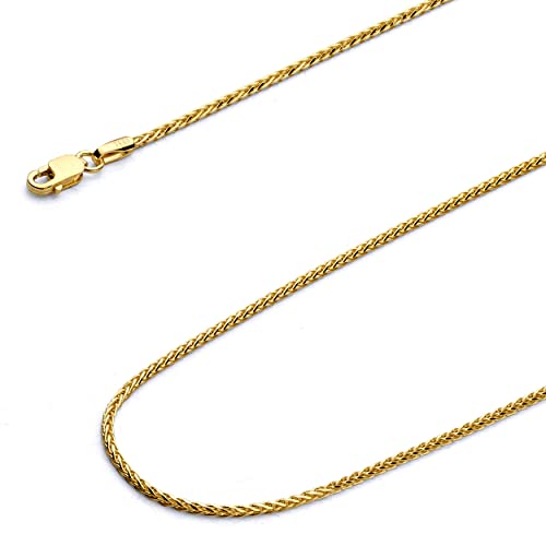 Wellingsale 14K Solid Gold Round Diamond Cut Wheat Chains (Select Options)