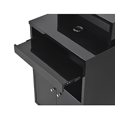 Beauty Salon Reception Desk All Purpose Reception Area Counter with Illuminating Lights - Orsacchiotto in Black
