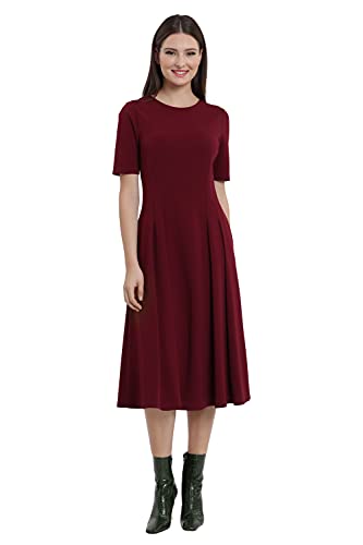 Image of Maggy London Womens Short Sleeve Double Pleat Midi DressDress