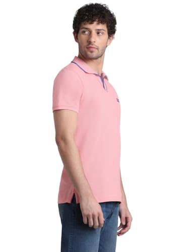 Image of Jack & Jones Men Solid Polo Collar Cotton Slim Fit T-Shirt