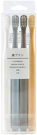 Minimalist Solid-Color Soft-Bristle Toothbrushes, 4-Pack Family-Size Travel Toothbrushes