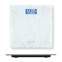 AWS Digital Bathroom Scale 400 lb Capacity | Clear Tempered Glass Body Weight Scale with Large Display | Low-Profile Modern Design, High Accuracy & Step-On Technology 550 LB - Extra Large