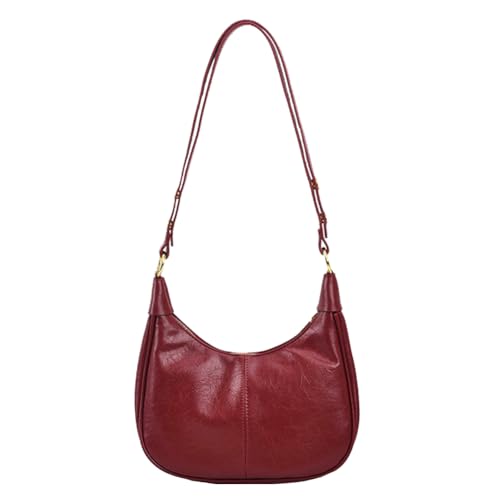 Crescent Hobo Bags Retro Crossbody Bag Vegan Leather Shoulder Purse Soft Cute Handbag for Women