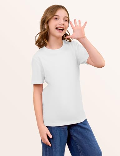 Image of Gihuo 5 Pack Girls T-Shirts Short Sleeve Shirt for Girls Cotton Tees Kids Tshirts Clothes Summer Tops
