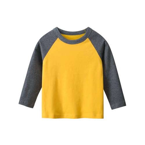 Kids Girls Long Sleeve Tops Splicing Crewneck T-Shirt Casual Cotton Soft Stretchy Tees Trendy Cute Fall Simple Clothes
