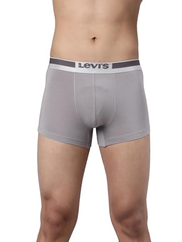 Image of Levi's 030 Trunk for Men | Supima Modal Lycra Blend | Breathable Solid Men's Underwear | 4-Way Stretch | Anti-Roll No-Dig Waistband | No Ride-Up Mid Length Fit | Stay Retention | Pack of 1