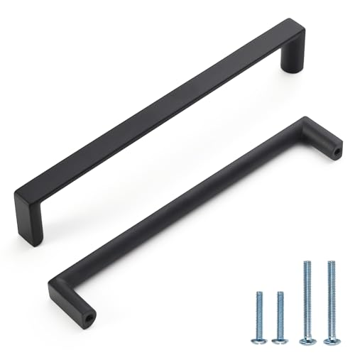 Image of 10 Pack 6.3 Inch(160mm) Kitchen Cabinet Handles Matte Black Cabinet Pulls Kitchen Cabinet Hardware Drawer Pulls for Dresser Cupboard Wardrobe