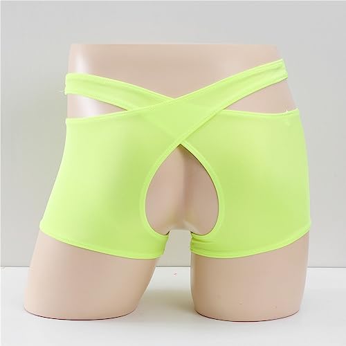 Men's Solid Color Cross Boxer Briefs Underwear Open Crotch Stretch Boxer Trunks Underpanties4