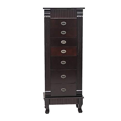 Karl home Large standing Jewelry Armoire Cabinet with 7 Drawers & 2 Swing Doors 16 Hooks, Large Wood...