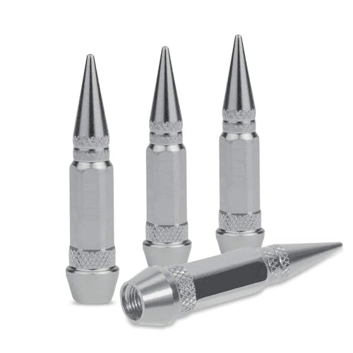 Image of 24Pc 6 inch Tall Chrome M14x1.5 Solid Steel XL Spike Lug Nut+Key Fit for GMC Model and Gift Set 4 Pcs Chrome Aluminum Tires Valve Stem Cover Caps