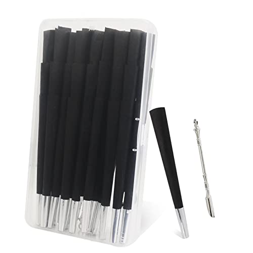 NIVESY 50 Pcs 4 inch Long Cone Roll Paper with Silver TlPS and Spoon Kit (Black)