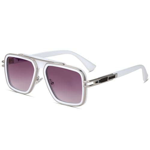 Image of Freckles Mark Trendy Retro Sunglasses for Men Women Stark Vintage Shades 70s Italian Fashion Square Metal Glasses