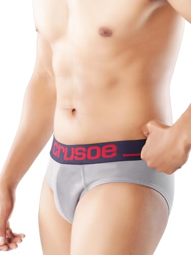 Image of CRUSOE Men's Antimicrobial Super Combed Cotton Fashion Brief - Pack of 2 | Breathable, Soft Stretch Fit Underwear | Tag-Free, Odor Control Innerwear