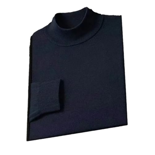 Men's Winter Fashion Half High Neck Thickened Warm Solid Knit Sweater with Casual Bottom Sweater