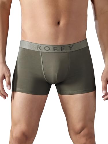 Image of KOFFY Men's Stretchable Cotton Lycra Long Trunk with C-Type Front Open | Wrinkle-Free | Ultra-Soft Elastic