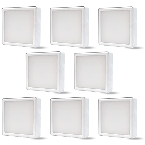 Image of D'Mak 15 Watt Square PC LED Surface Panel Ceiling Light, Poly Carbonate Powder Coated, Surface Mounted LED Light, Energy Saving Lights for Living Room, Bedroom and Hall (Warm White, 8)