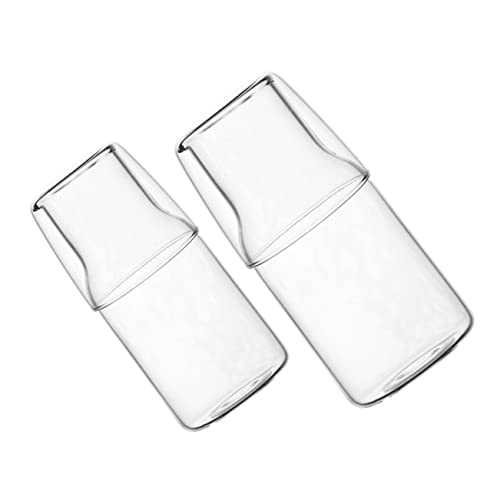 OUNONA 2 Sets Glass Carafe with Cup Transparent Water Jug for Bedroom Home Accessory for Cold Water Tea and Beverages Borosilicate Glass for Home Office Use