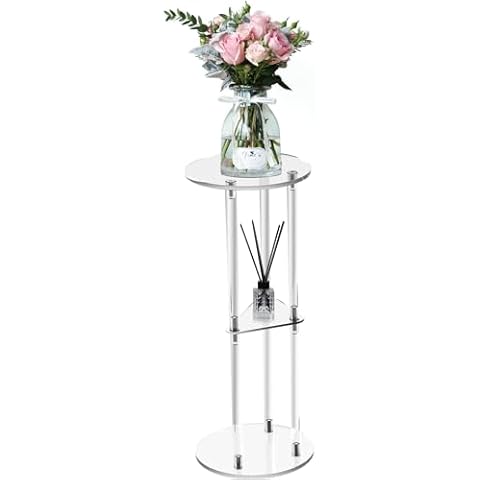 KSacry Acrylic Drink Tables for Small Spaces-8" L x8 W Pub Table with Storge, Small Acrylic Table for Living Room, 26" Inch High top Bar Table with Easy Assembly Cover