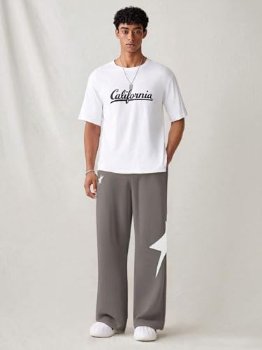 ZAFUL Mens Baggy Jogger Pants Casual Drawstring Wide Leg Stars Straight Workout Sweatpant with Pockets4