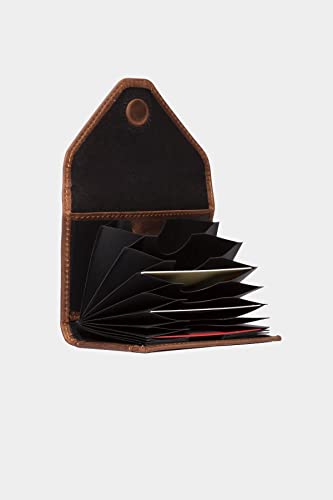 grande 3639 Genuine Leather Card Holder For Women and Men Slim Minimalist Small Accordion Magnetic Wallet (Chocolate Brown)4