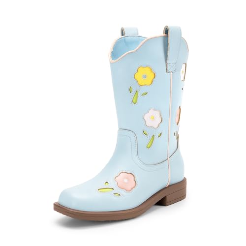 DREAM PAIRS Girls Cowgirl Boots Kids Mid Calf Western Boots Riding Shoes for Toddler/Little Kid/Big Kid