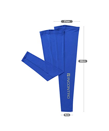 Sun protective UV resistang Compressiong Cooler Cooling Sleeves leg warmer for outdoor sports golf cycling (stripe Blue) - Thumbnail 7