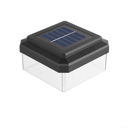 Image of HEBEOT Solar Fence Light for 60x40 to 100x100mm Posts IP65 Waterproof Warm White LED Outdoor Garden Lighting No Drill Installation Black(100 * 100mm)