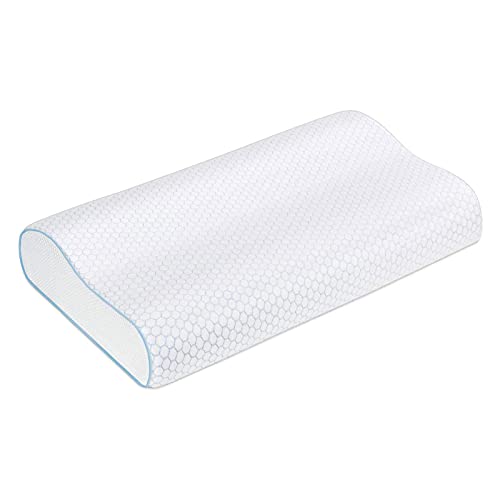 Aeris Memory Foam Contour Pillow for Side Sleepers - Adjustable, Ergonomic Design for Enhanced Neck Support - with Machine Washable Cover
