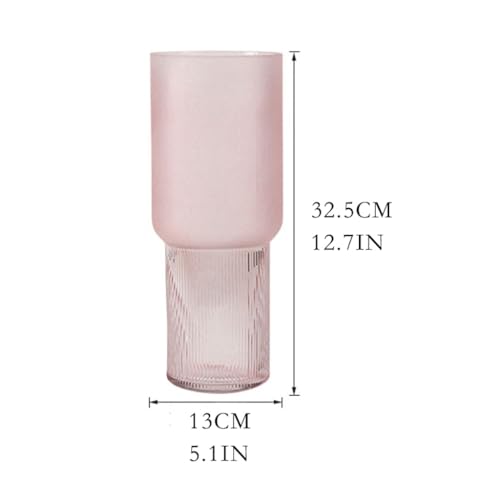 Vase en verre dépoli rose pêche pour décoration de table salon moderne - 3