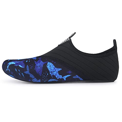 Qacohu Water Shoes For Womens Mens Aqua Socks For Swim Beach Pool Yoga Surf Quick Dry Barefoot Pj Blue Shark 43 #TOP1