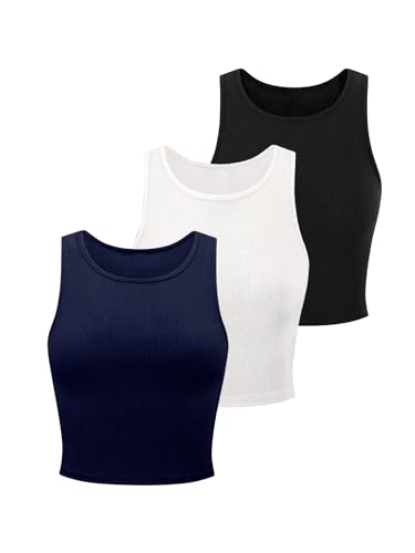 Image of Toochki Tops for Women Crop Top for Women's Tank Activewear Tee Sports Western Casual Cotton Camisole Pack of 3 Combo